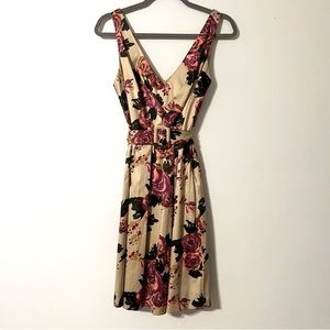 Cocconino by Anthropologie Sleeveless Floral Lined Dress with Belt Size 12